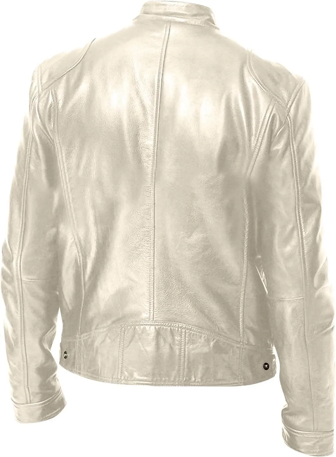 Mens Lightweight Motorcycle Bomber Biker Leather Jackets Stylish Outerwear Zipper Jacket Coat Pockets