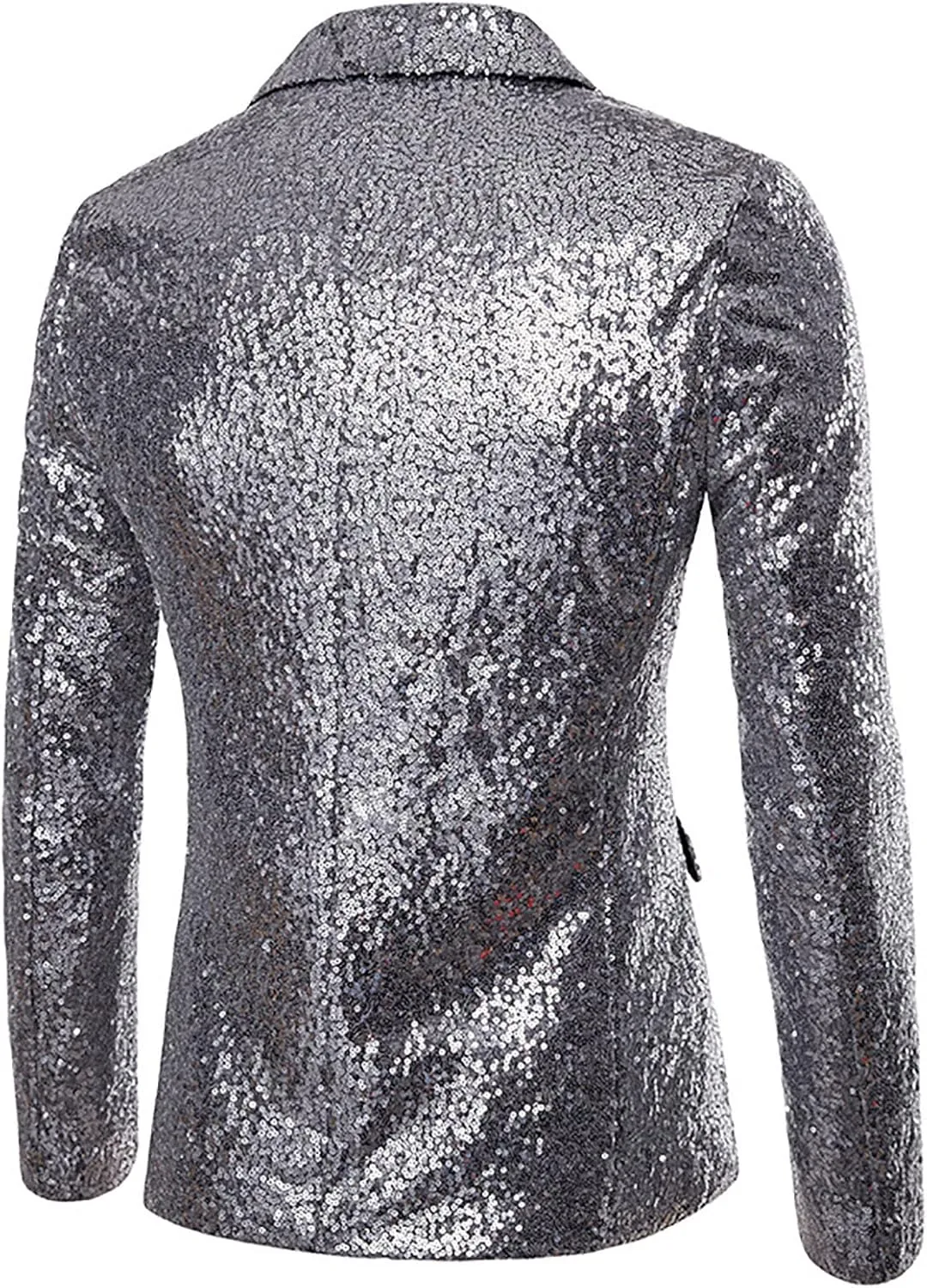 Mens Sequin Blazer Tuxedo Sparkly Metallic Wedding Prom Party Blazer Slim Fit Classic One Button Dinner Suit Tuxedo
