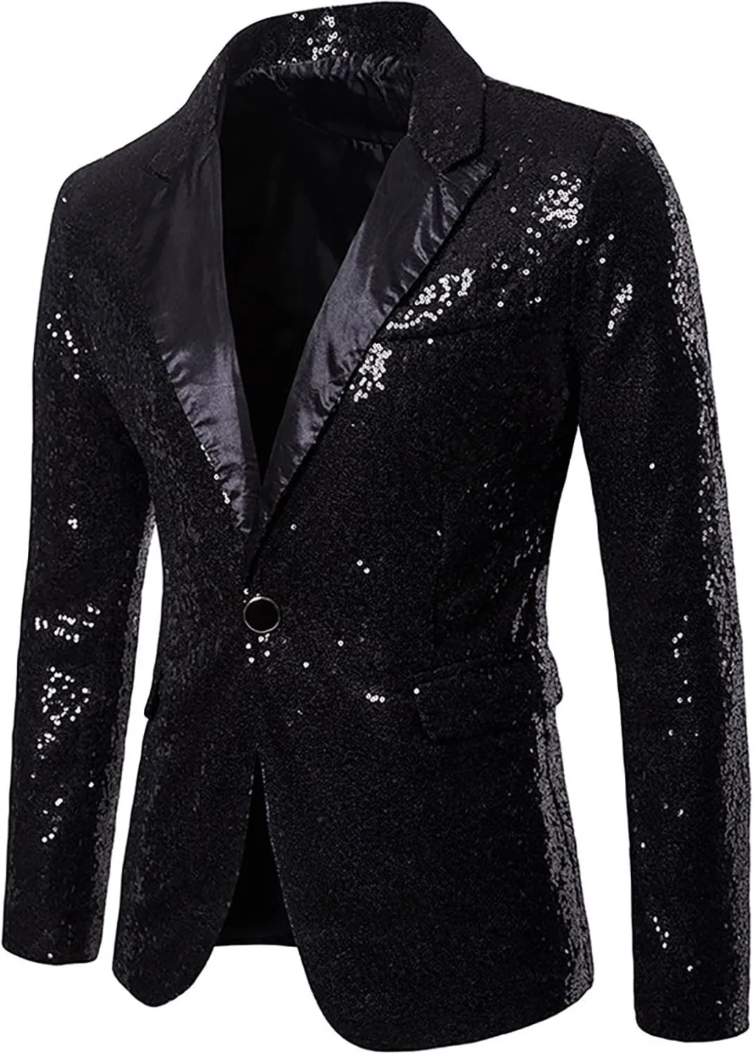 Mens Sequin Blazer Tuxedo Sparkly Metallic Wedding Prom Party Blazer Slim Fit Classic One Button Dinner Suit Tuxedo