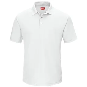Men's Short Sleeve Performance Knit Gripper-Front Polo SK74 - White