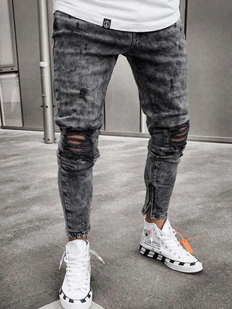 Mens Stretchy Skinny Ripped Jeans