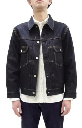 Momotaro Jeans Denim Jacket #002 Men's 1953 Type 2 Style 14.7oz. Zimbabwean Cotton Deep Indigo Denim Jean Jacket MMGJ0002 Sanforized, Unwashed Finish