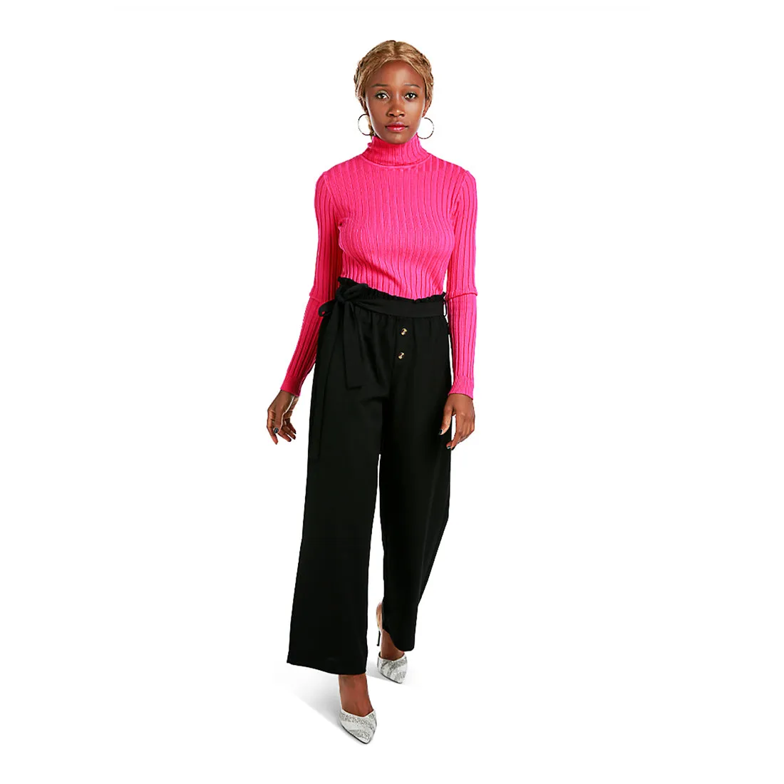 Multi Button High Waisted Pants
