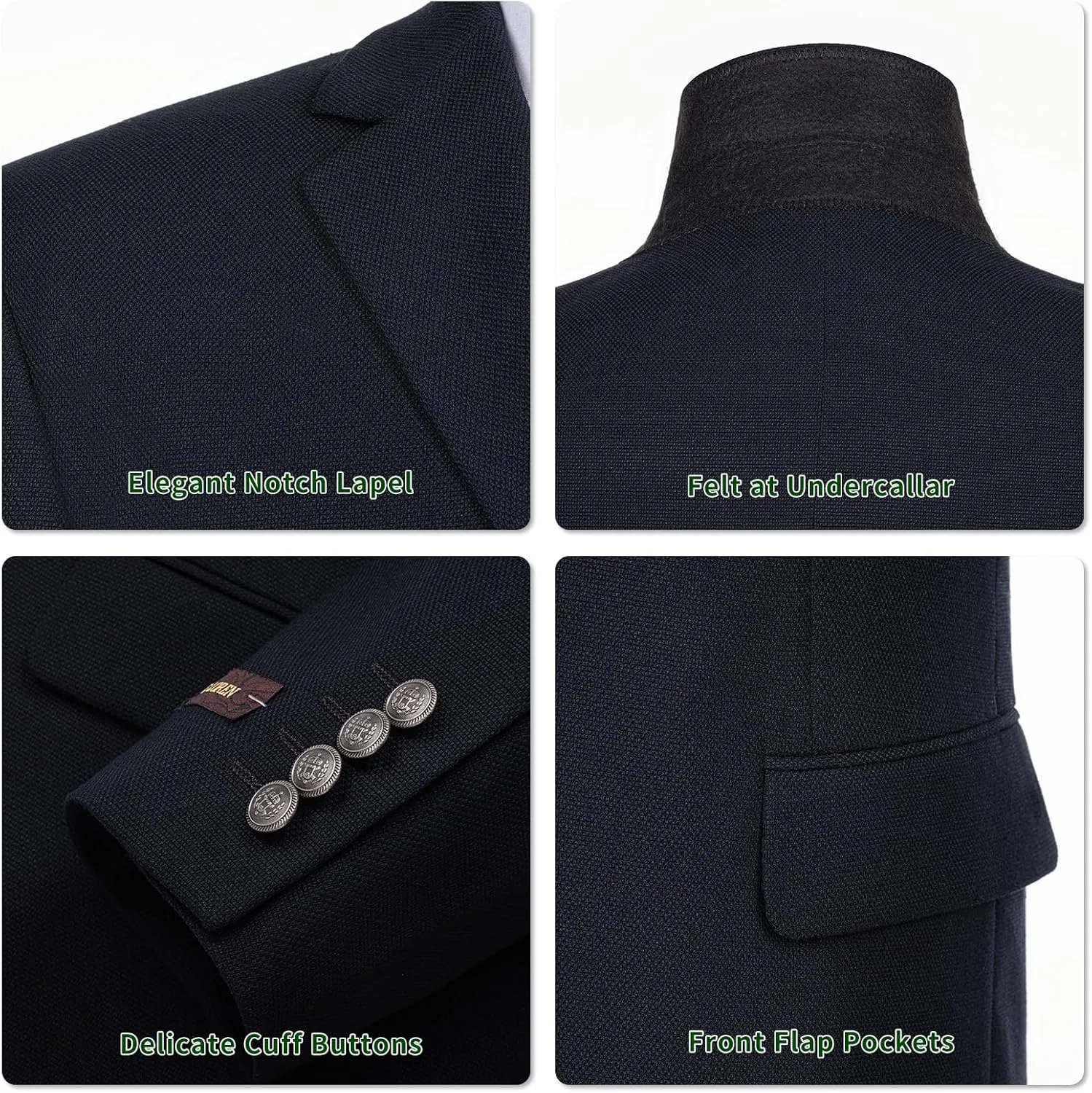 P&L Men's Casual Blazer Jacket Sport Coat, Classic Stretch Suit Jacket, 2 Button