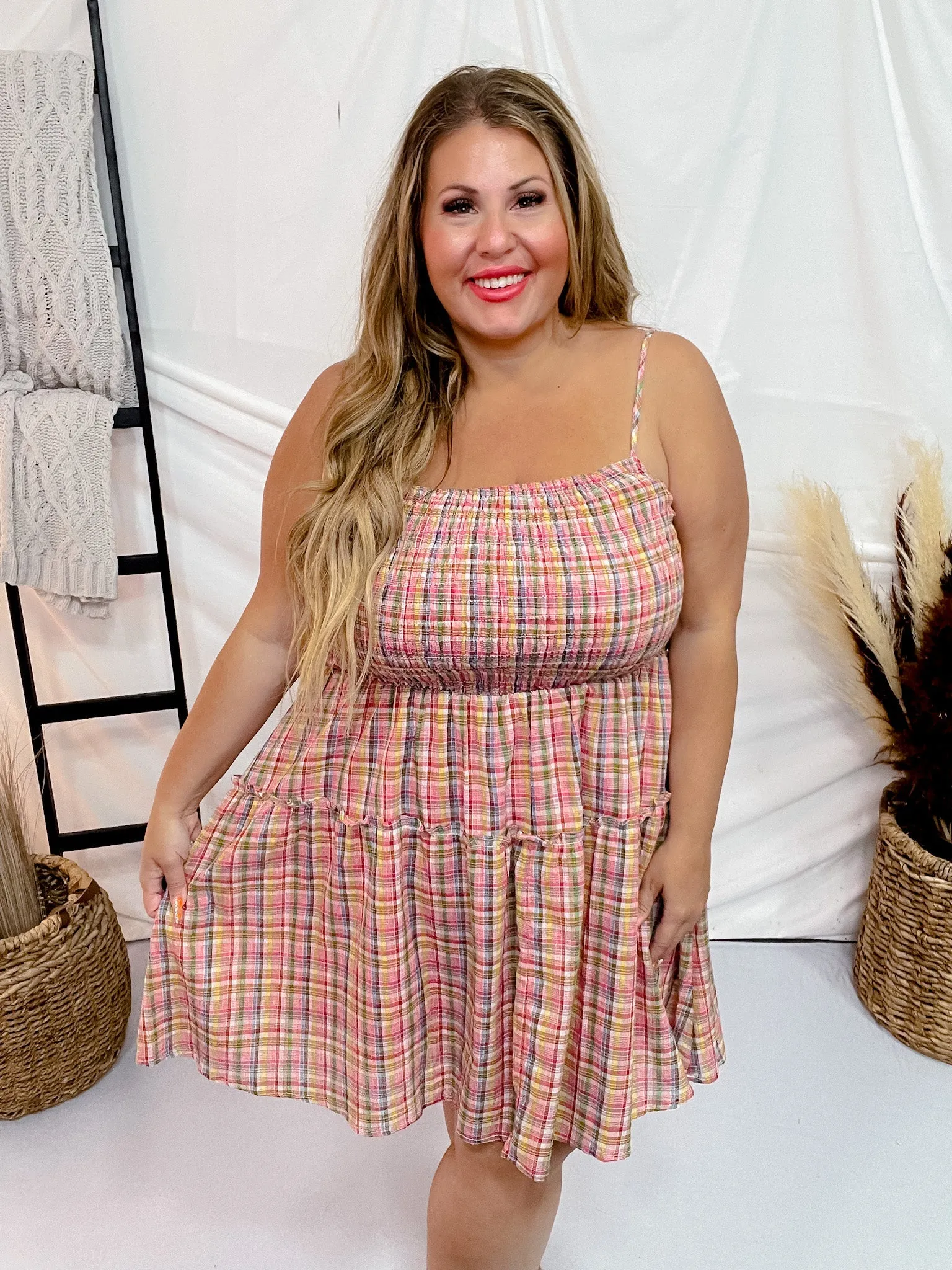 Pink Plaid Spaghetti Strap Sundress FINAL SALE