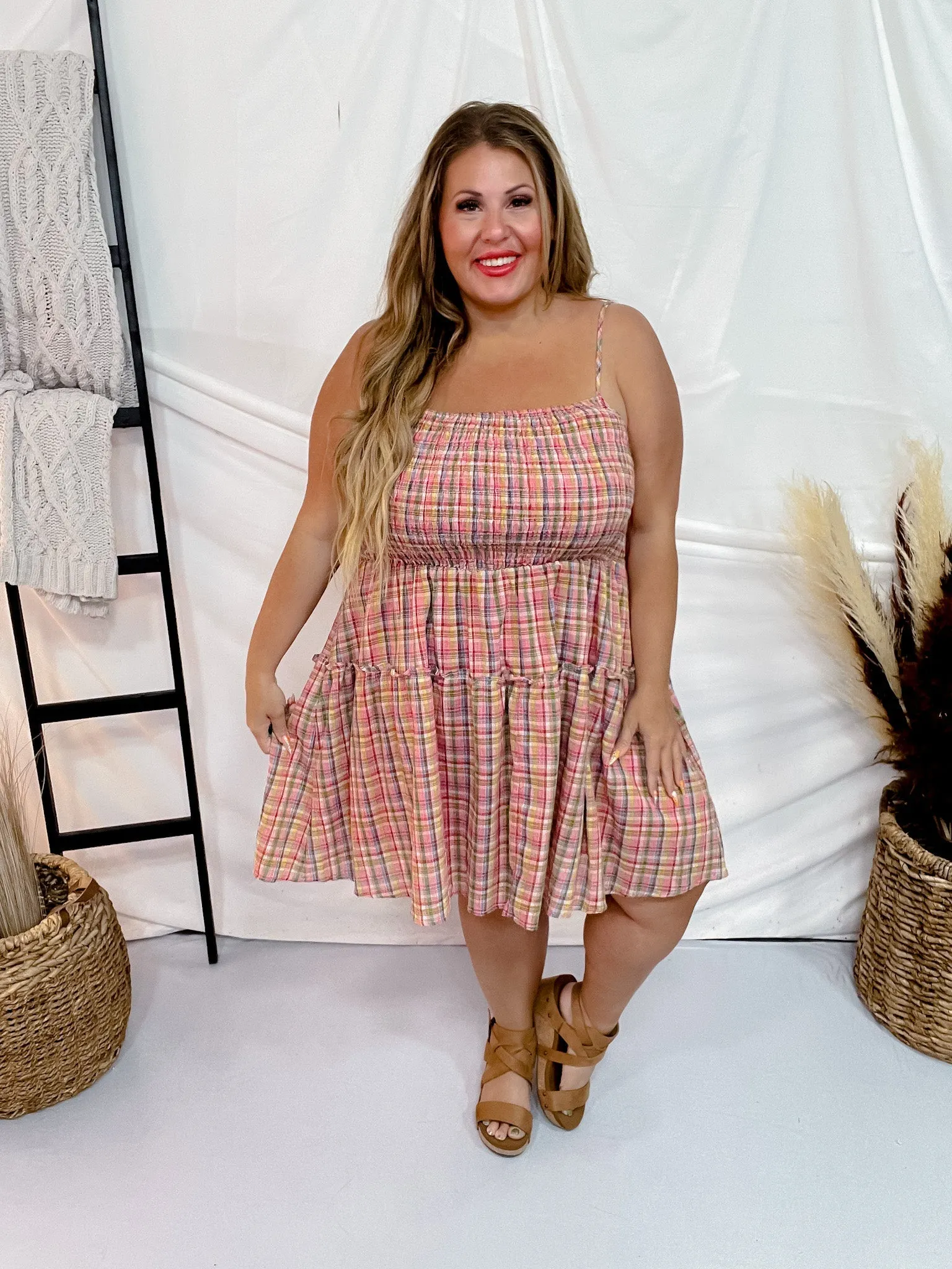 Pink Plaid Spaghetti Strap Sundress FINAL SALE