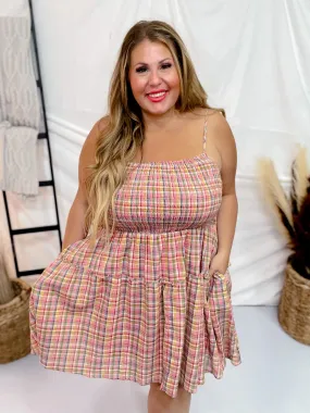 Pink Plaid Spaghetti Strap Sundress FINAL SALE