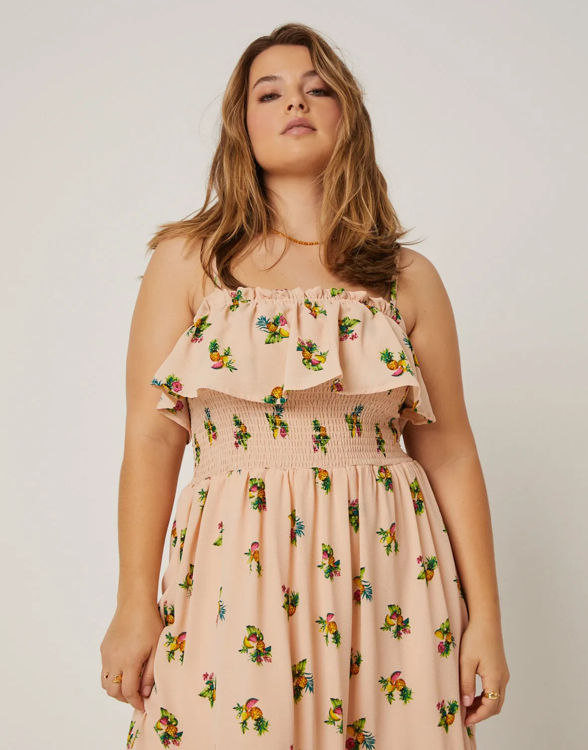 Plus Size Fruit Pattern Sundress