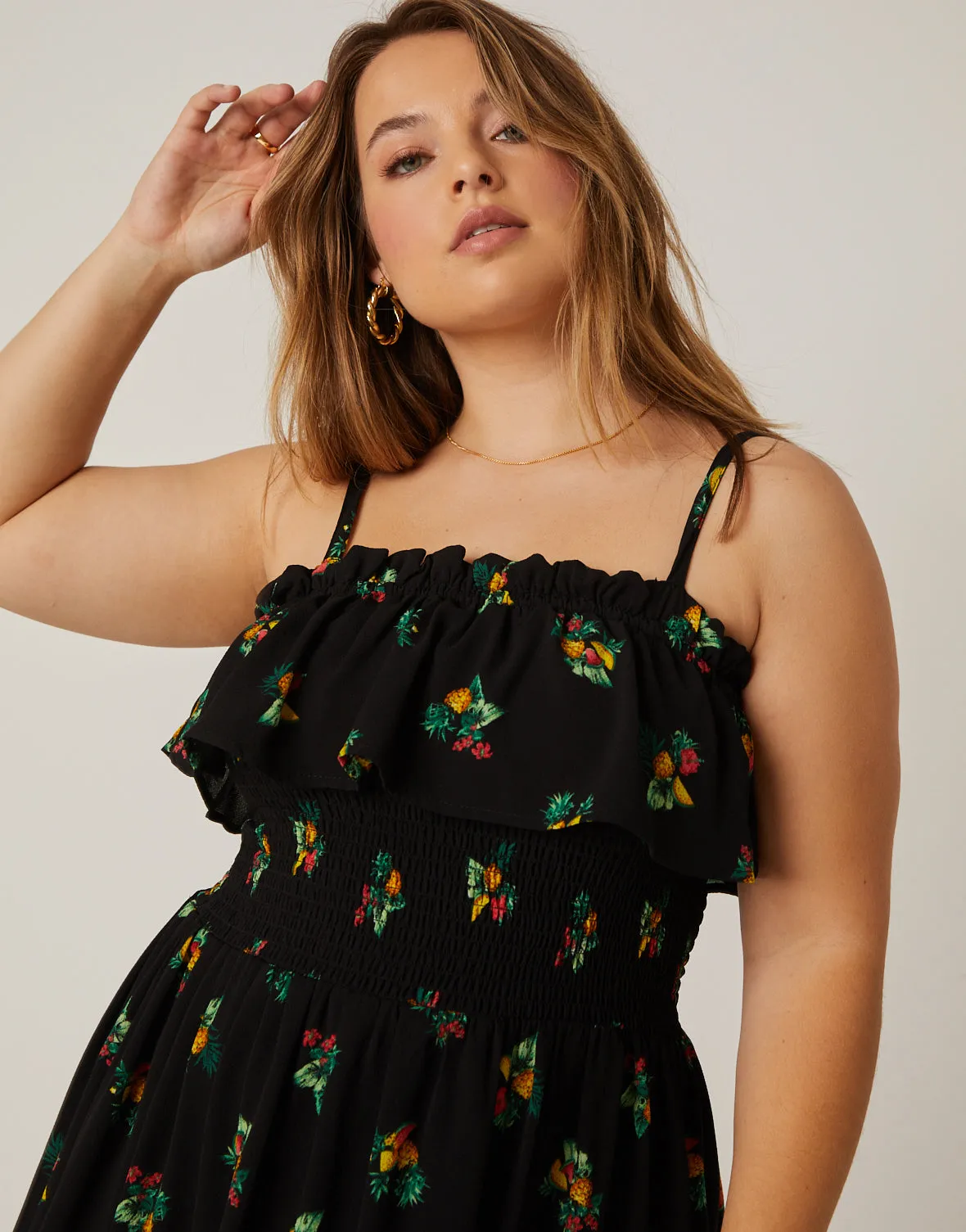 Plus Size Fruit Pattern Sundress
