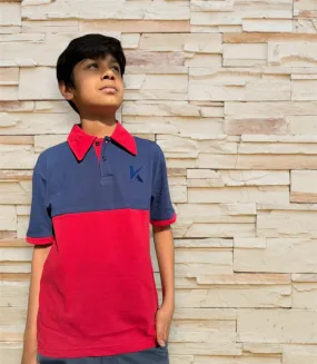 Polo Shirt Red & Navy Blue