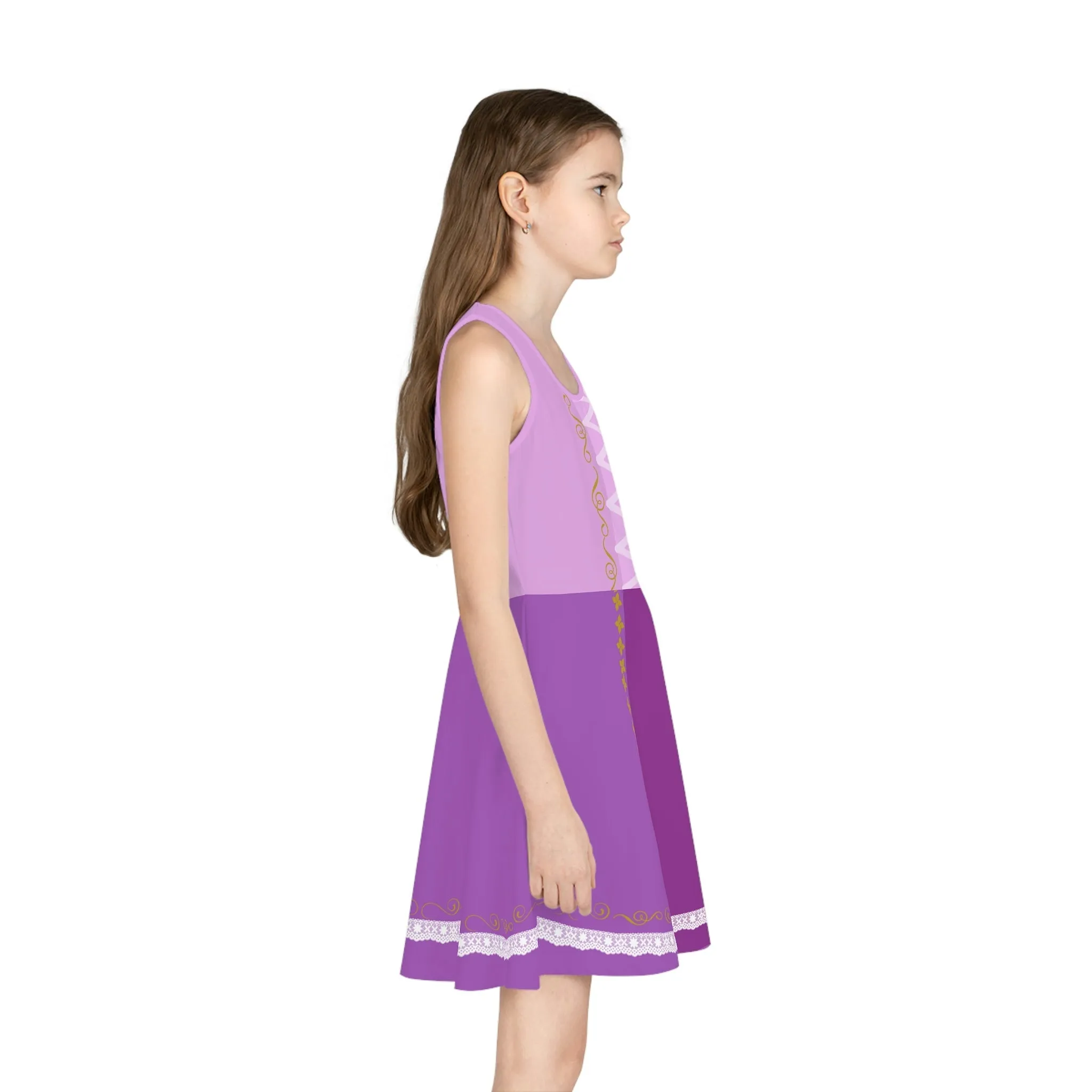 Rapunzel Inspired Girls' Sleeveless Sundress (AOP)