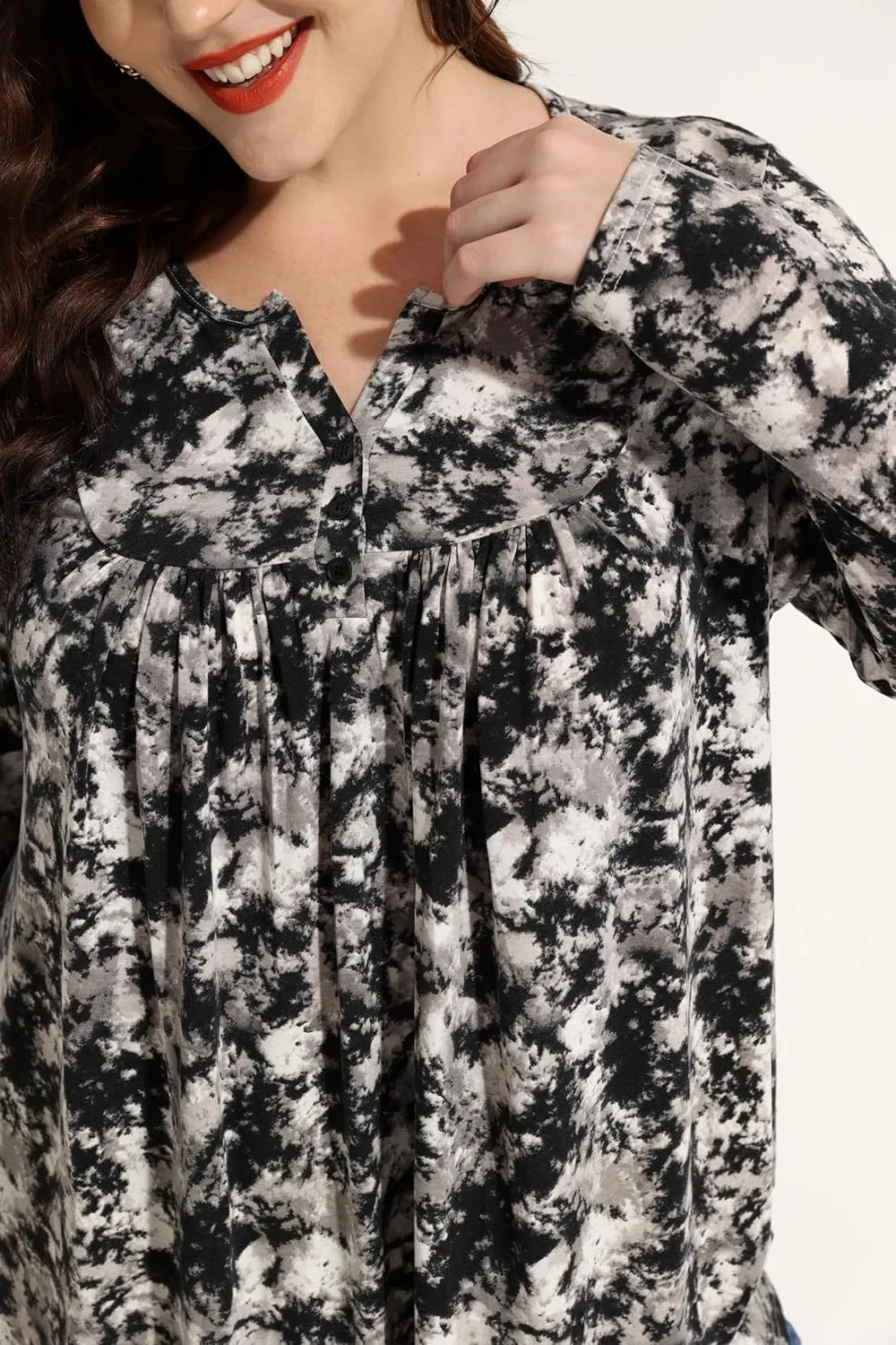 RITERA Plus Size Long Sleeve Tunic Tops for Women Henley V Neck T-Shirt V Neck Casual Blouses Fall Winter Halloween Christmas