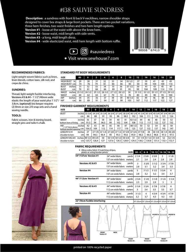 Sew House Seven Sauvie, Standard or Curvy size ranges