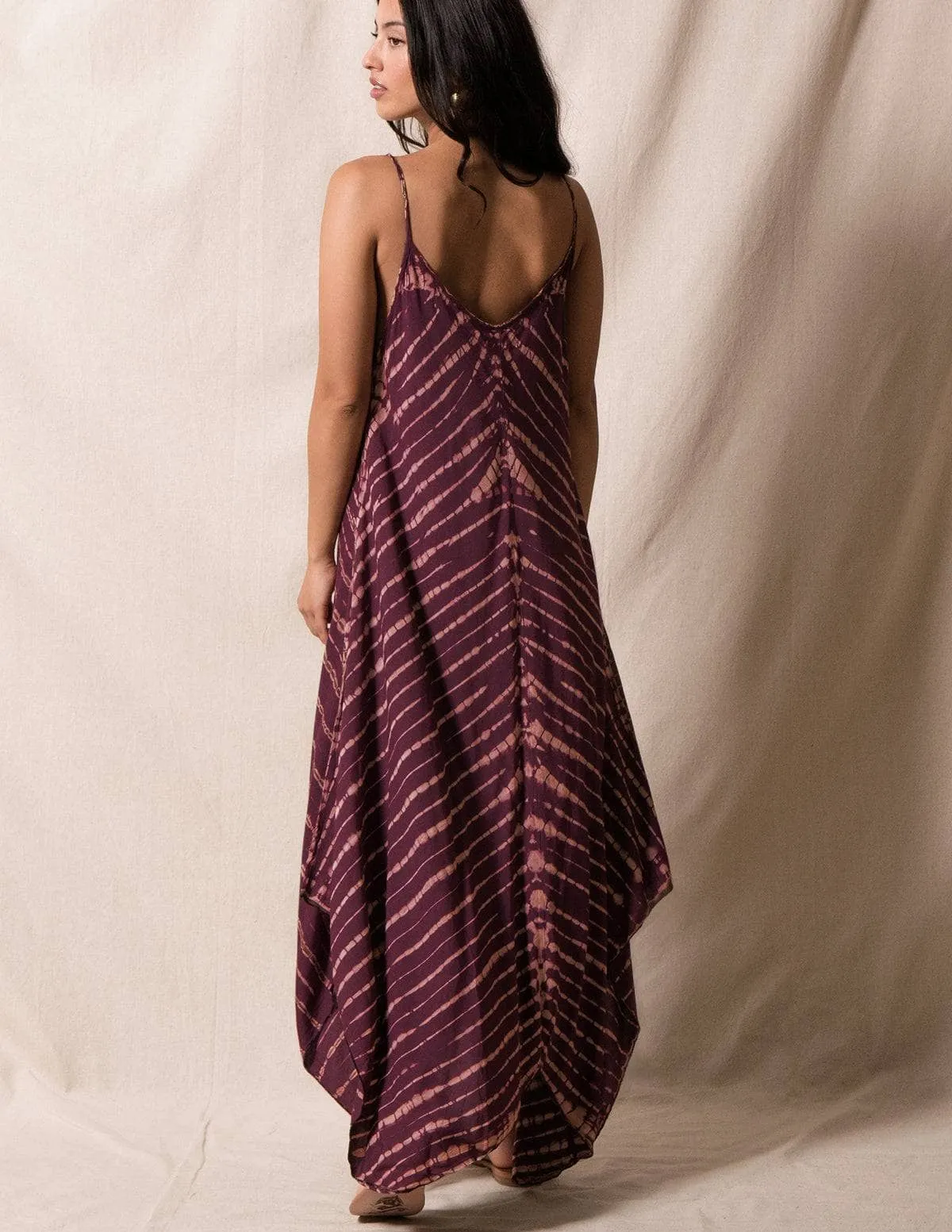 Shibori Tie-Dye Sundress - Plum