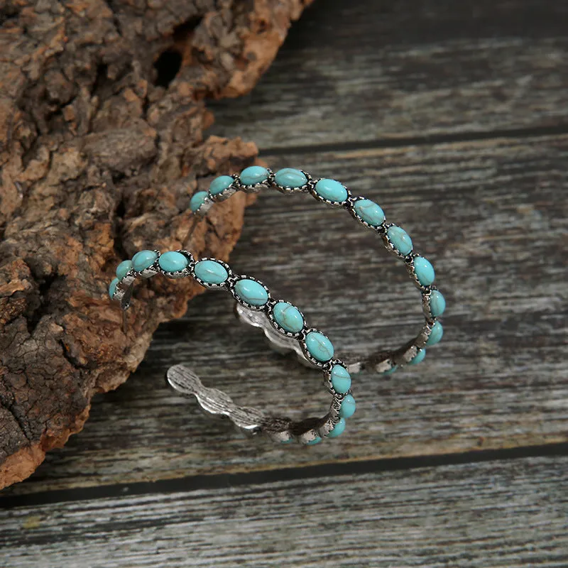 Southwestern Chic: Artificial Turquoise C-Hoop Earrings