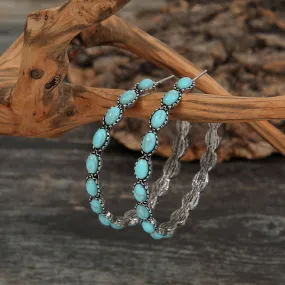 Southwestern Chic: Artificial Turquoise C-Hoop Earrings