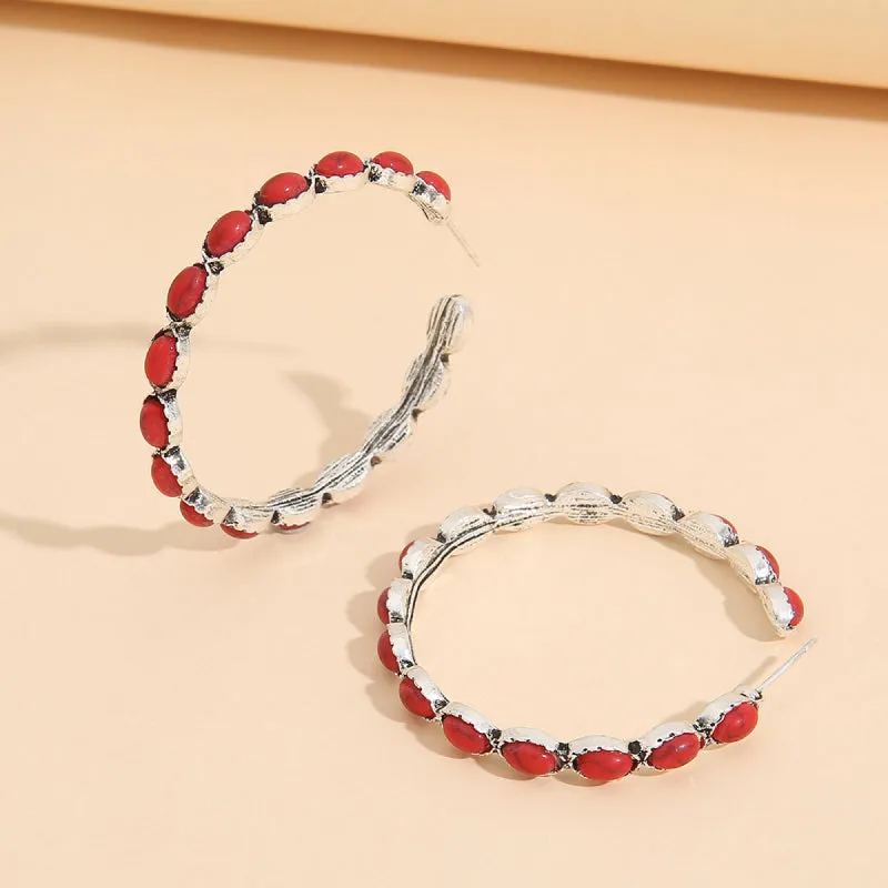 Southwestern Chic: Artificial Turquoise C-Hoop Earrings