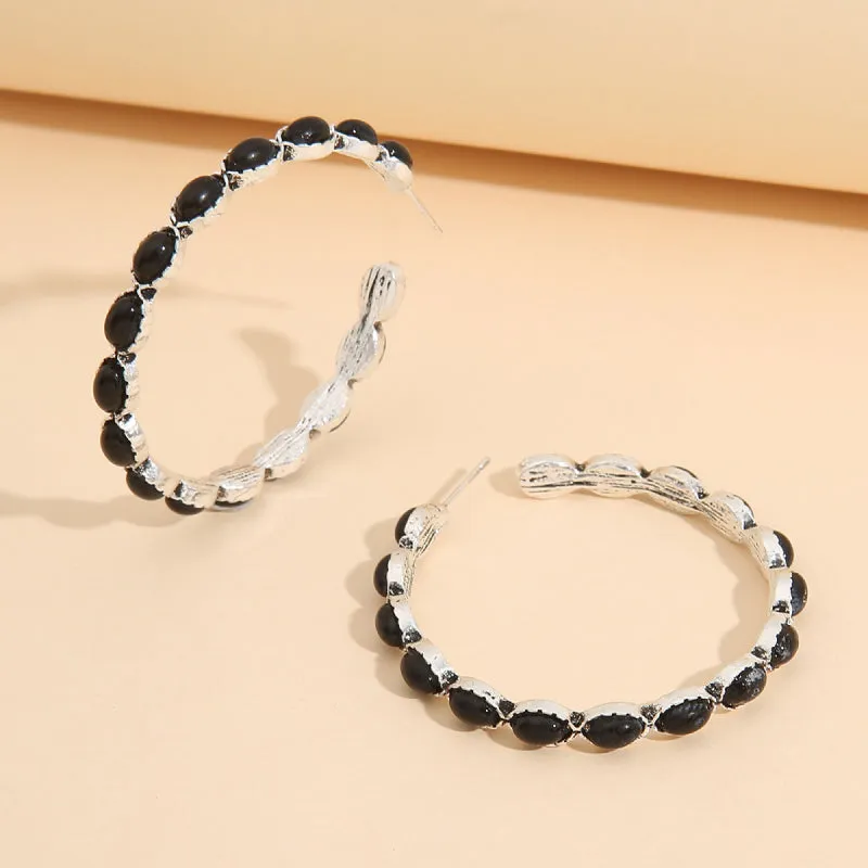 Southwestern Chic: Artificial Turquoise C-Hoop Earrings