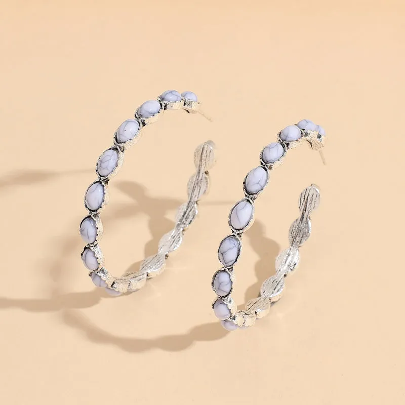 Southwestern Chic: Artificial Turquoise C-Hoop Earrings