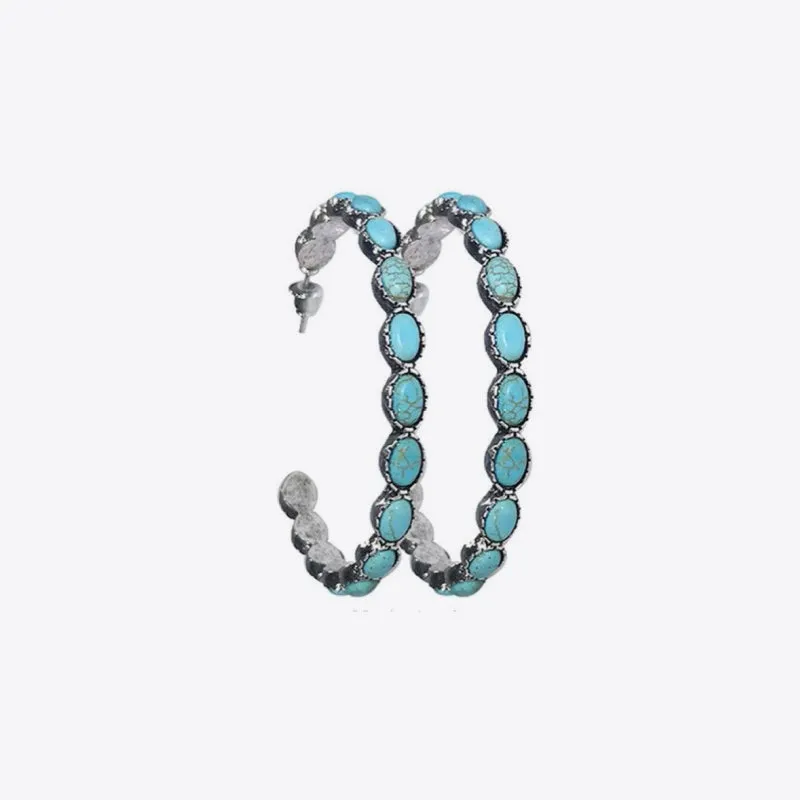 Southwestern Chic: Artificial Turquoise C-Hoop Earrings