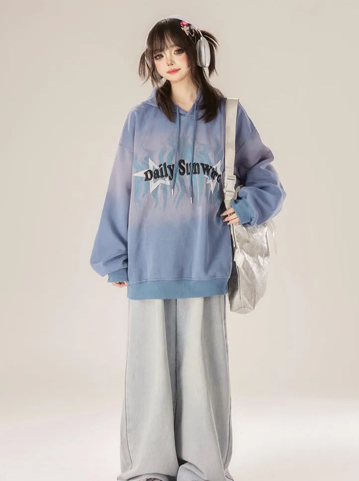 Straight Denim Loose Retro Pants Cross-belted