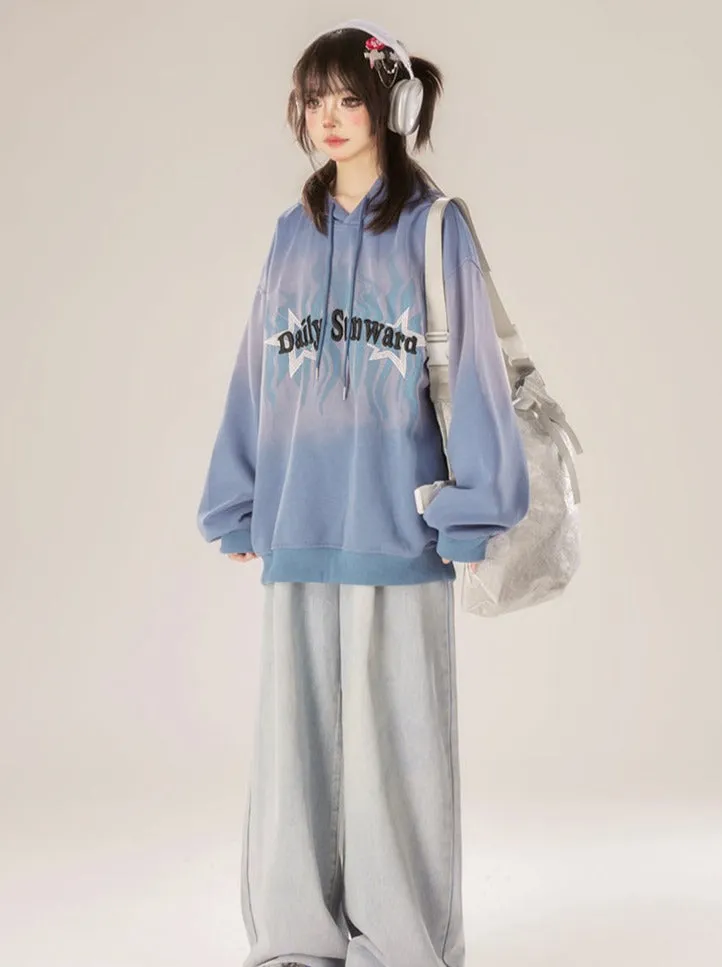 Straight Denim Loose Retro Pants Cross-belted
