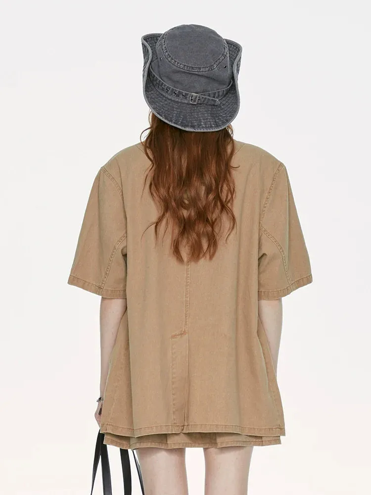 Style Khaki Jacket Denim Waistland