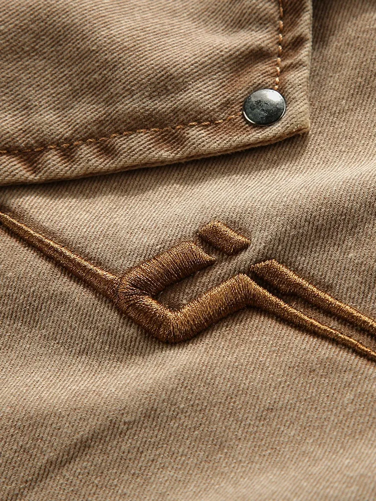 Style Khaki Jacket Denim Waistland