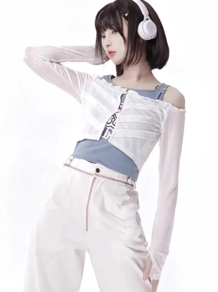 Suit Color Skeleton Summer Jacket Blue White Fresh Invasion Sunscreen