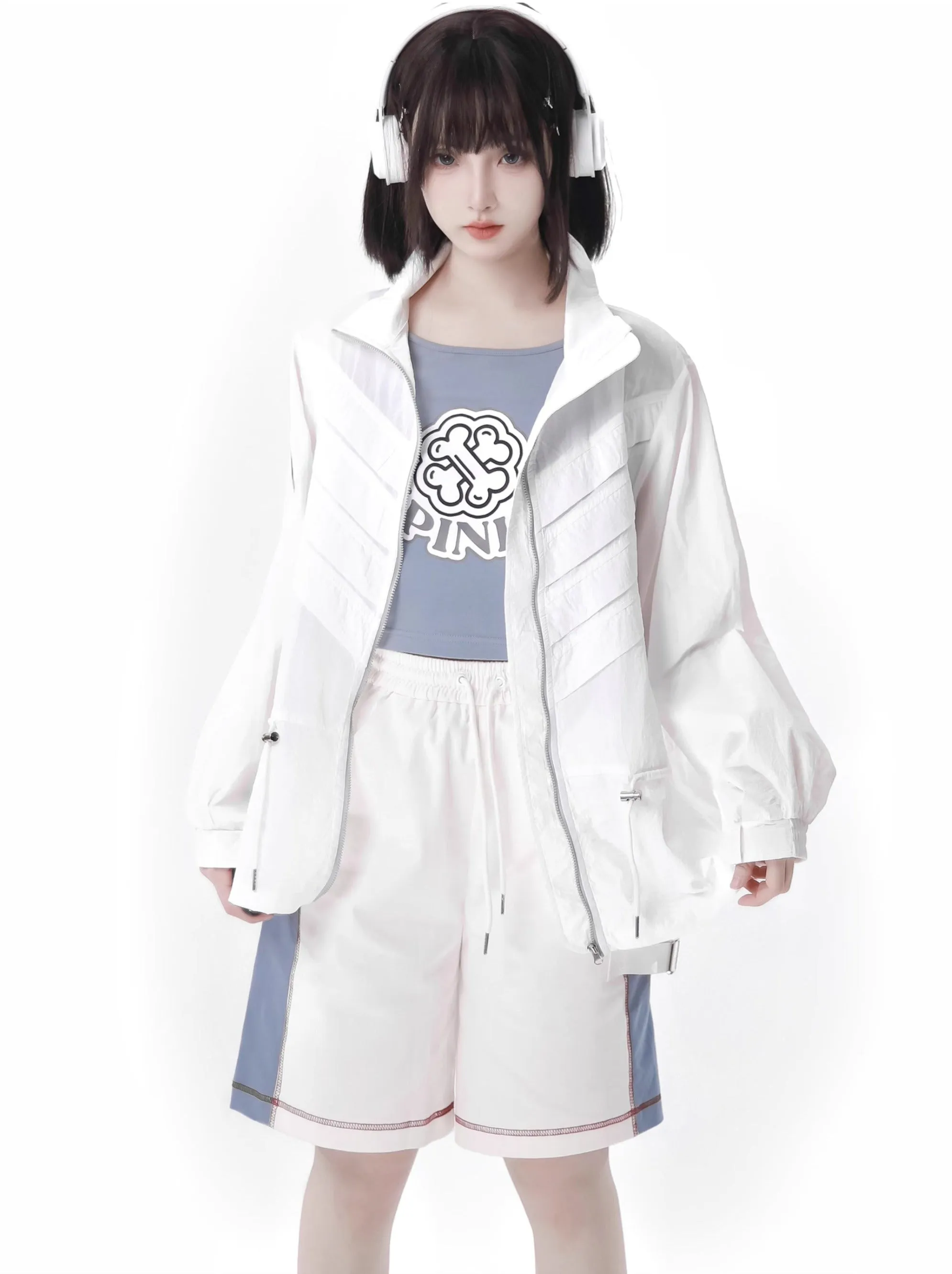 Suit Color Skeleton Summer Jacket Blue White Fresh Invasion Sunscreen