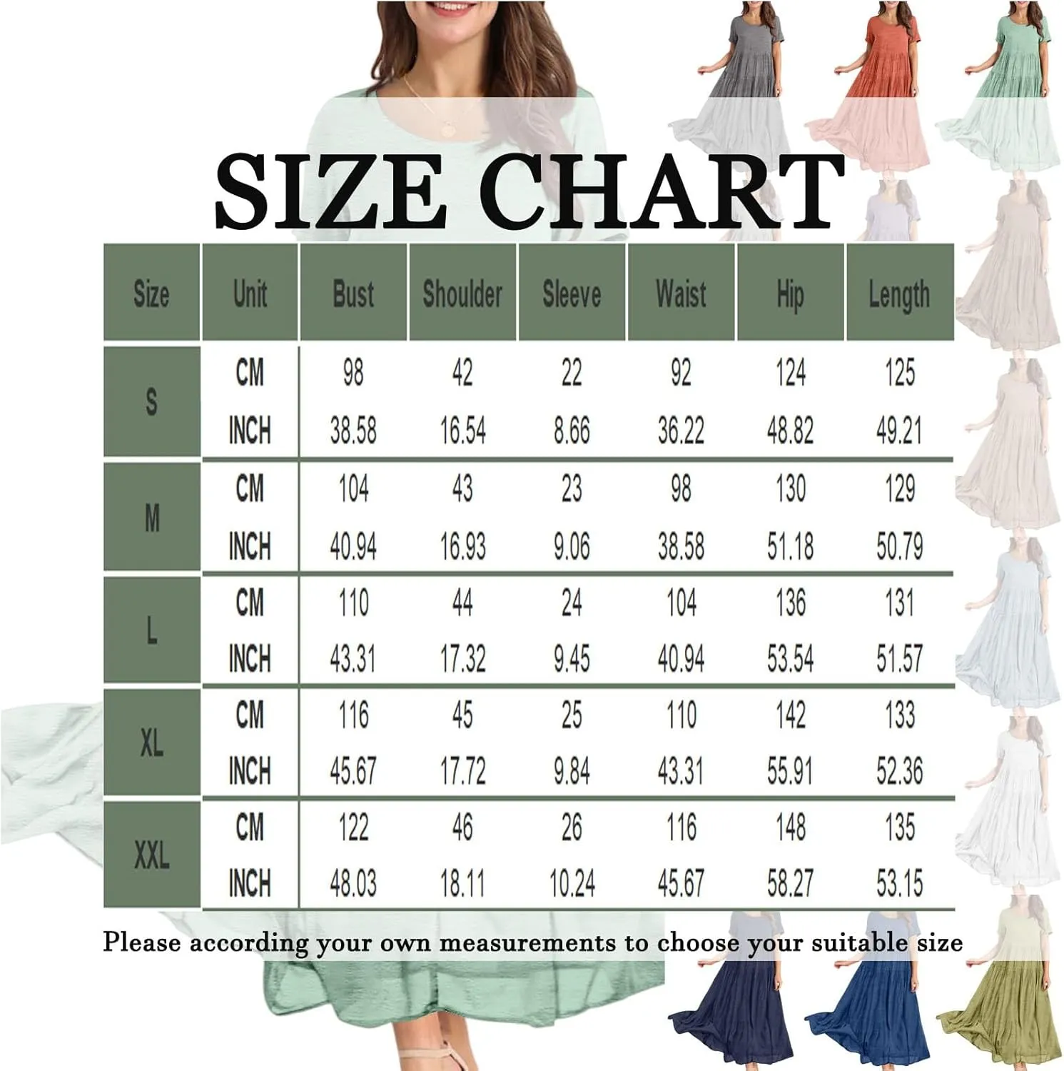Summer Flowy Maxi Dress for Women Crew Neck Short Sleeve Big Swing Long Boho Beach Vacation Sundress