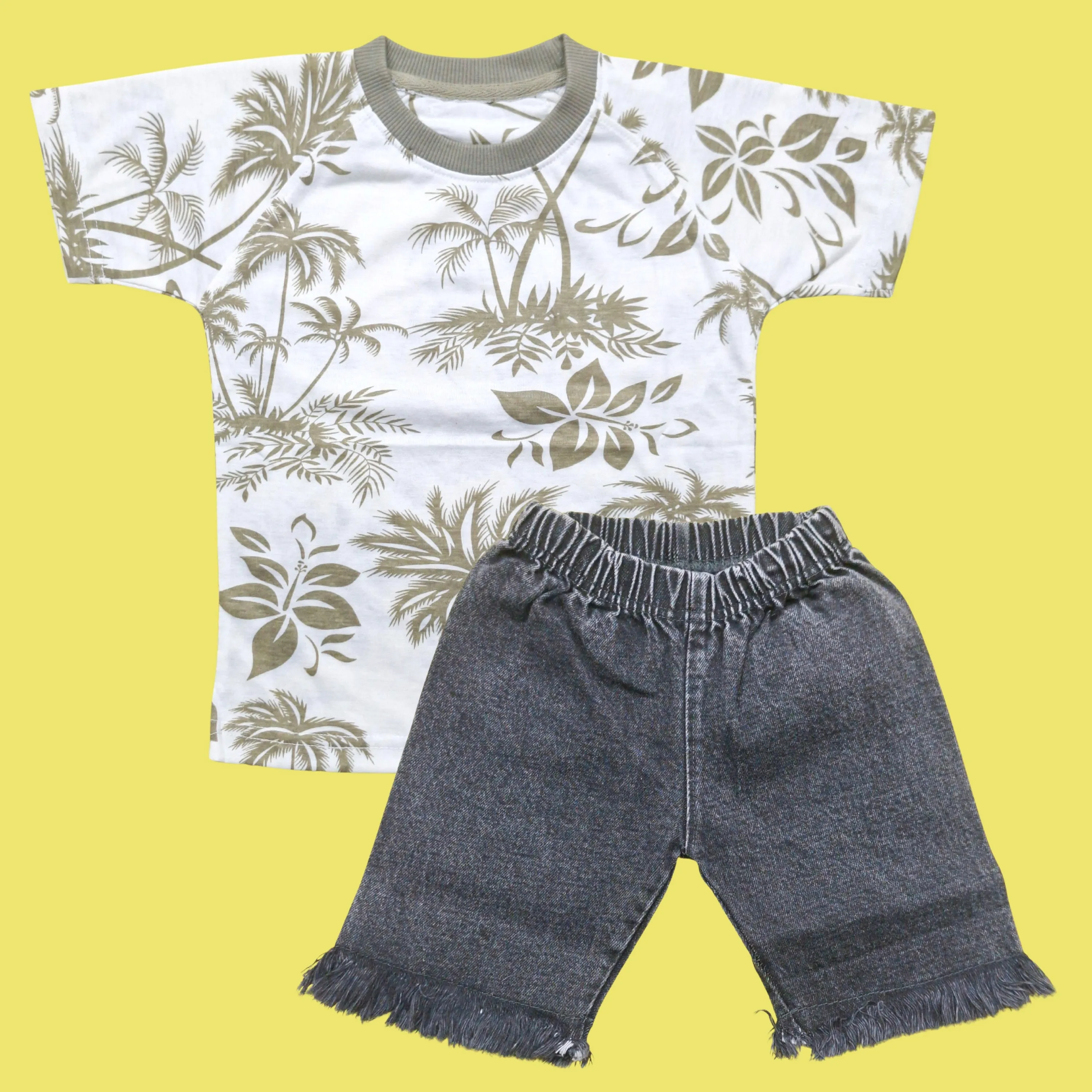 Super Kid - T-Shirt & Denim Shorts - Beach Tree