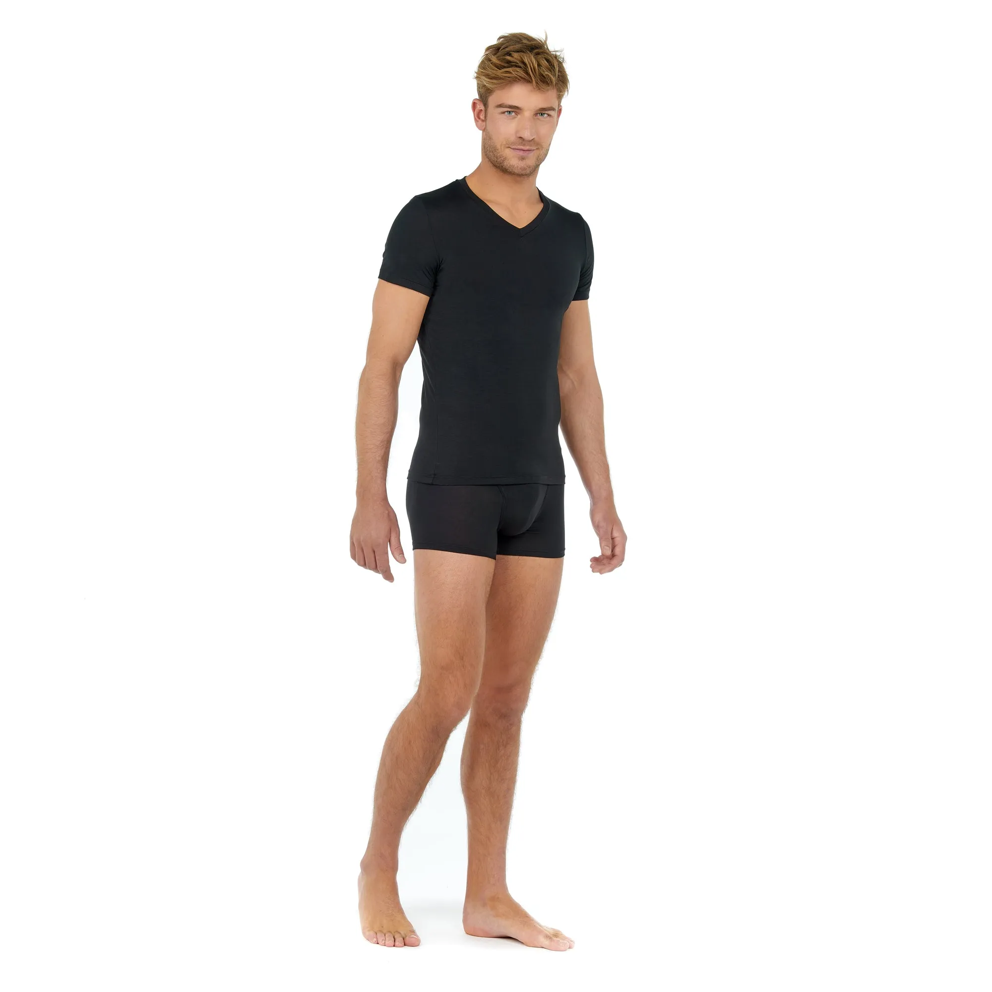 Tencel Soft T-Shirt V Neck | Black 402466-0004