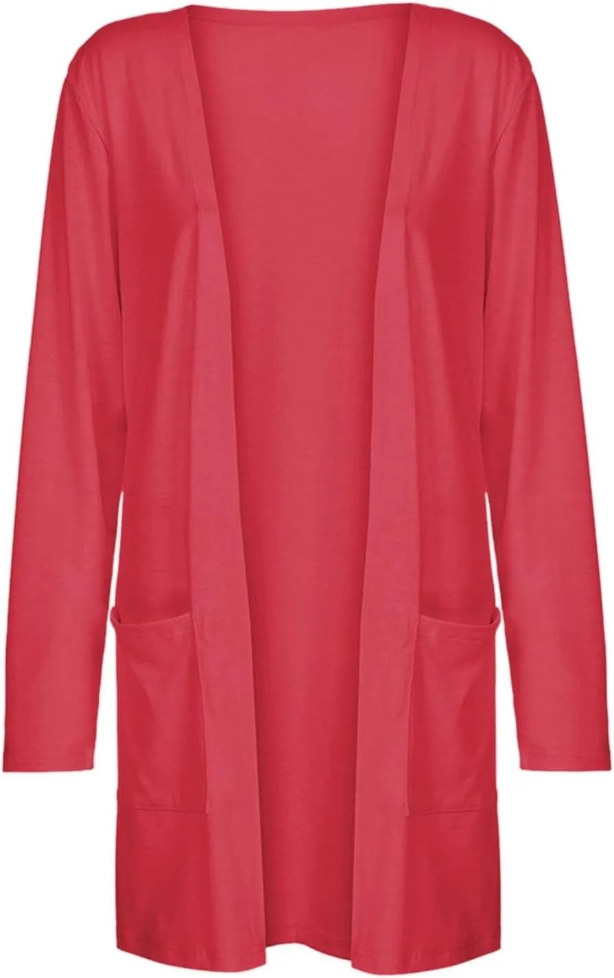 Thin Sweater Cardigan Long V-Neck Womens Ladies Sleeve Pockets Coat Solid Outerwear Light Weight Summer Sweaters
