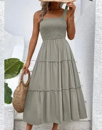Wine Red Midi Sundress