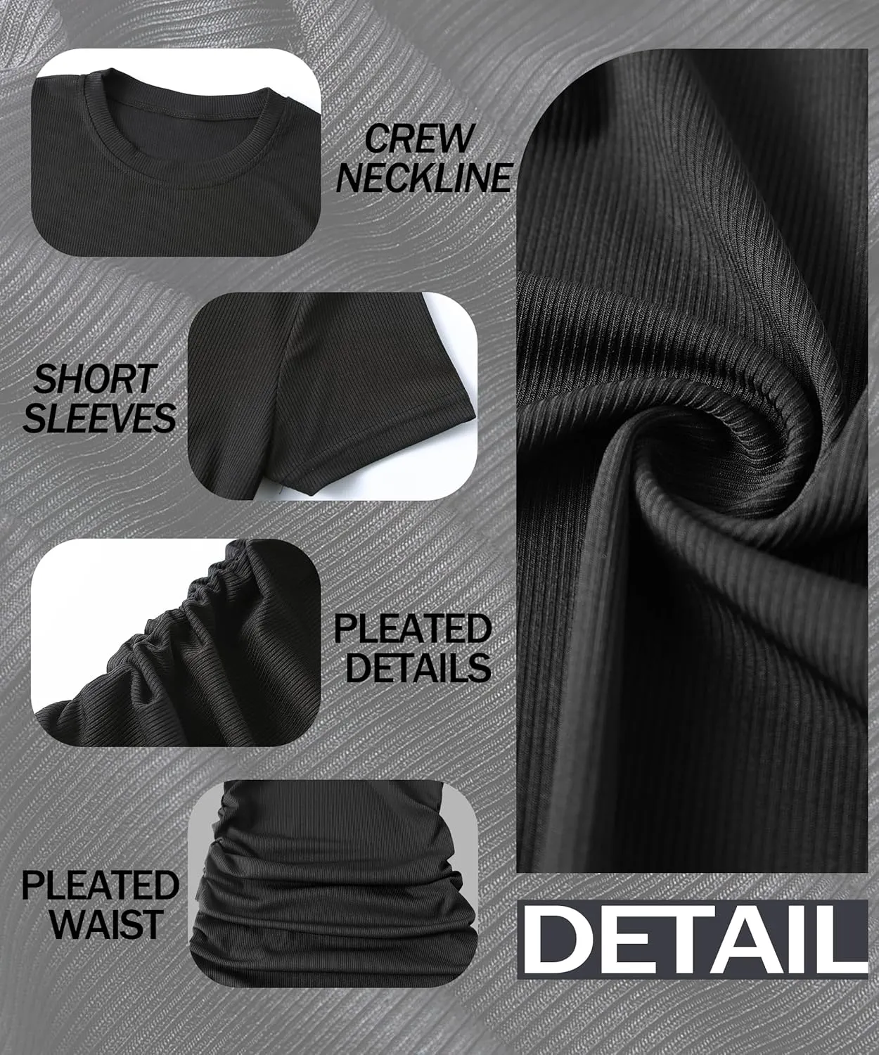 Women Summer T Shirt Casual Dress Crew Neck Wrap Ruched Bodycon Short Sleeve Party Club Midi Sundress