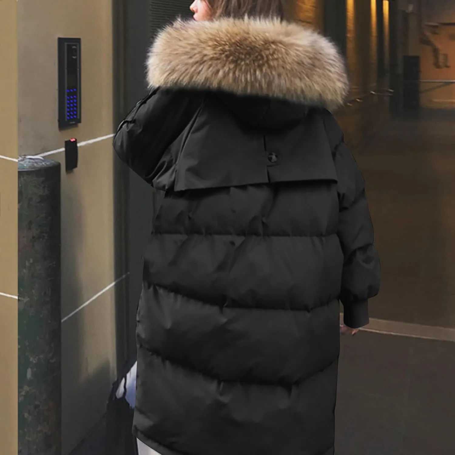Women's Winter Padded Parka Puffer Jacket Thicken Quilted Down Coat Casual Light Faux Fur Warm Hooded Jacket